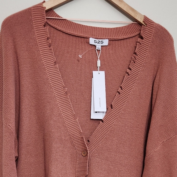 New!525 America Cozy Rust Cardigan Sweater - Picture 4 of 10
